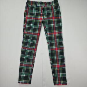 7th Avenue Womens Plaid Pants Size 2 Tartan Slim Stretch Ankle Old Money Preppy